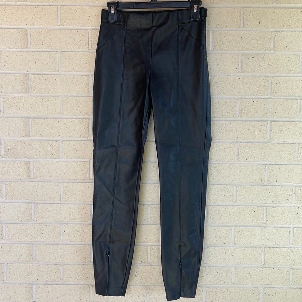 Zara leather leggings with zip up front slits